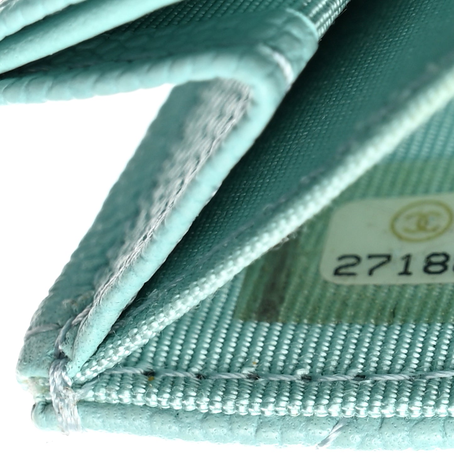 Caviar Quilted Flap Card Holder Wallet Light Blue