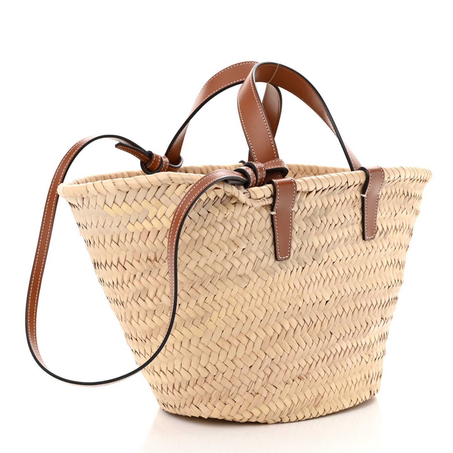 Raffia Calfskin Triomphe Teen Panier Tan