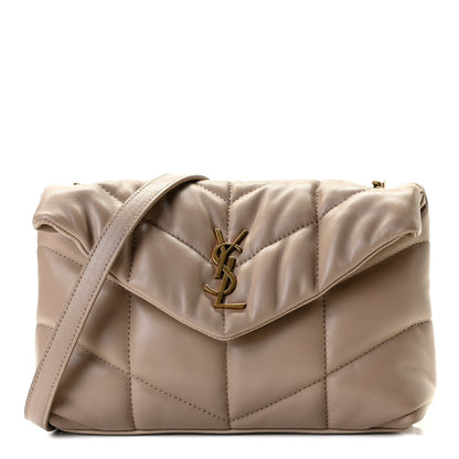 Saint Laurent Lambskin Quilted Toy Loulou Puffer Monogram Chain Satchel Nude Powder 1 of 6