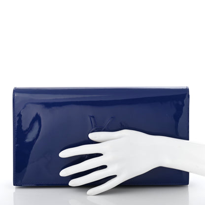 Saint Laurent Patent Calfskin Monogram Large Belle De Jour Clutch Royal Blue 2 of 8