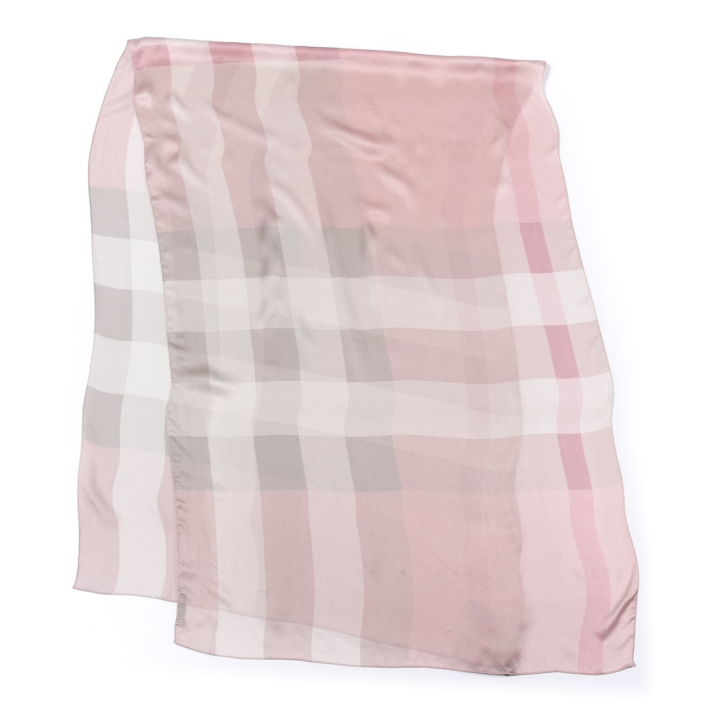 Satin Silk Mega Check Scarf Pale Rhubarb