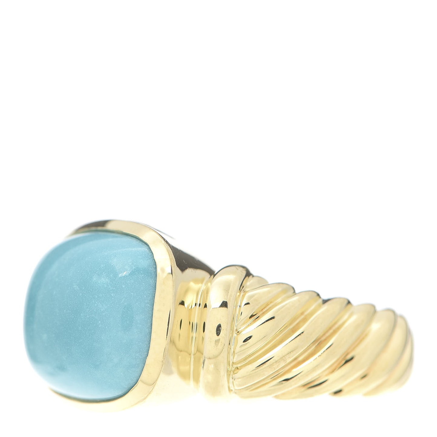 18K Yellow Gold Turquoise 12mm Noblesse Ring 54 7