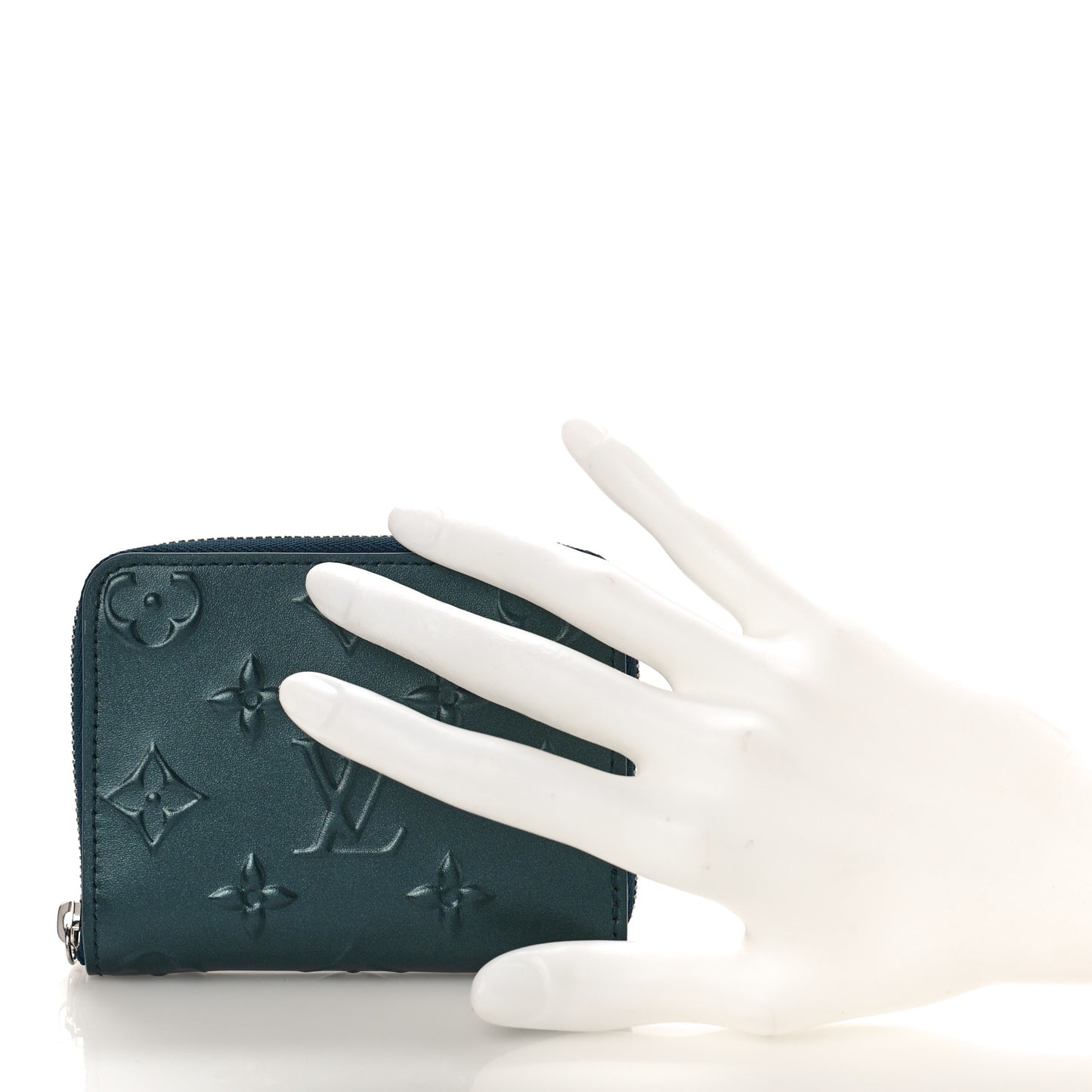 Calfskin Debossed Monogram Zippy Coin Purse Blue