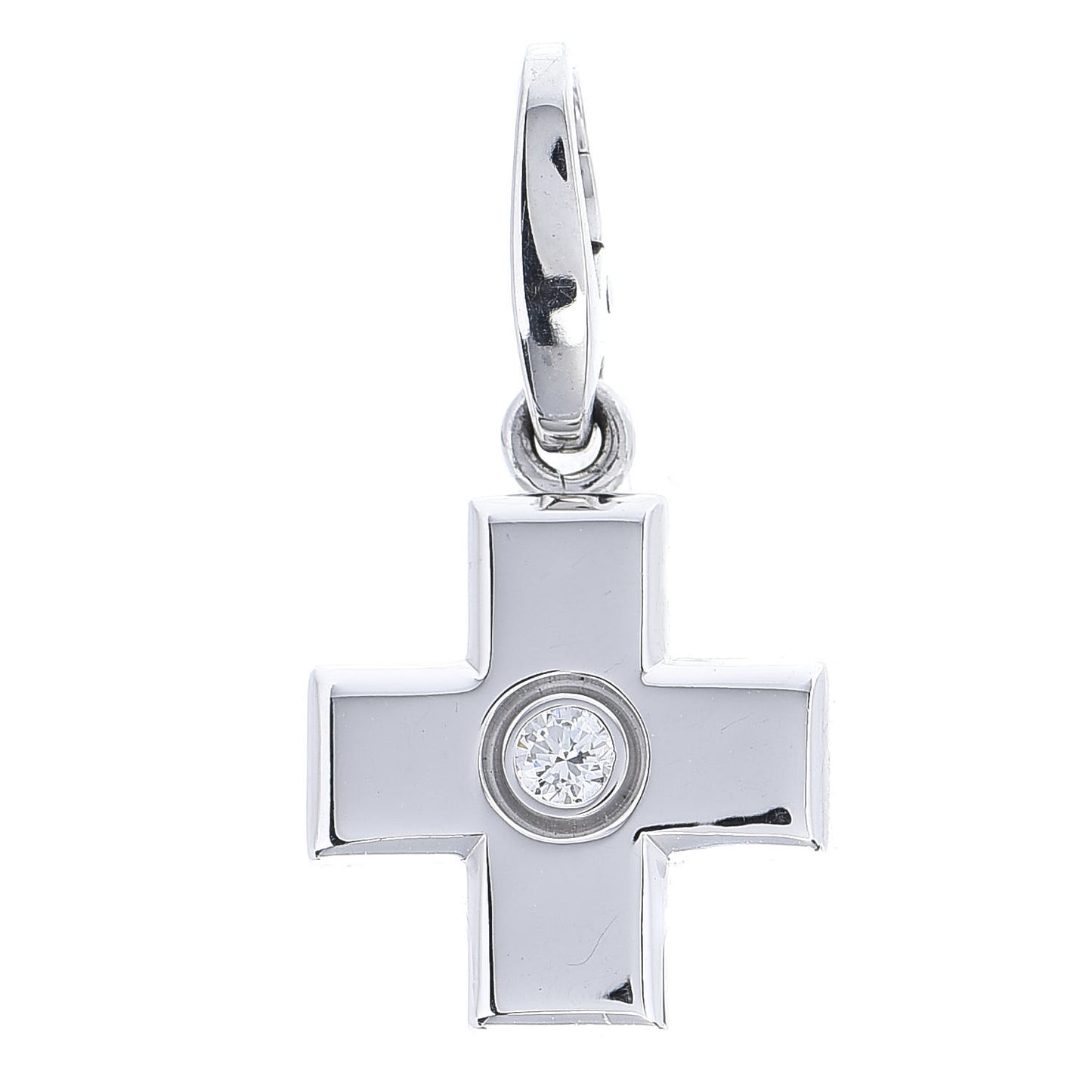 18K White Gold Diamond Cross Charm