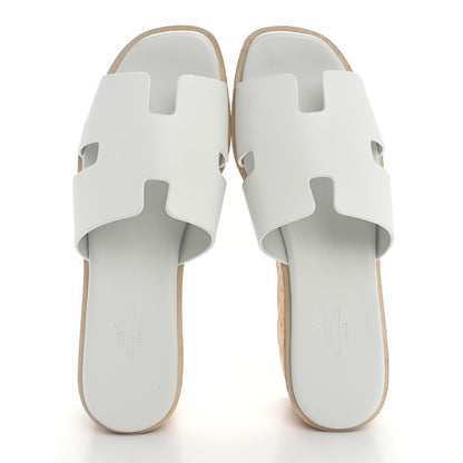 Hermes Calfskin Cork Eze 30 Sandals 37 White 2 of 10