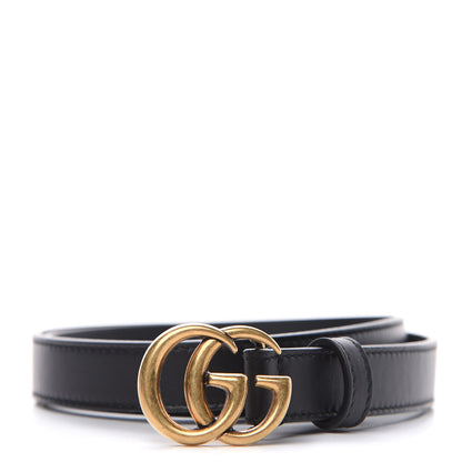 Gucci Calfskin Double G 20mm Belt 80 32 Black 1 of 4