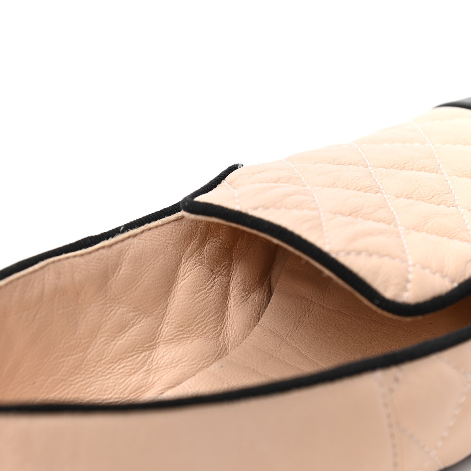 Chanel Lambskin Quilted Cap Toe Slipper With Pouch 38 Beige Black 6 of 6