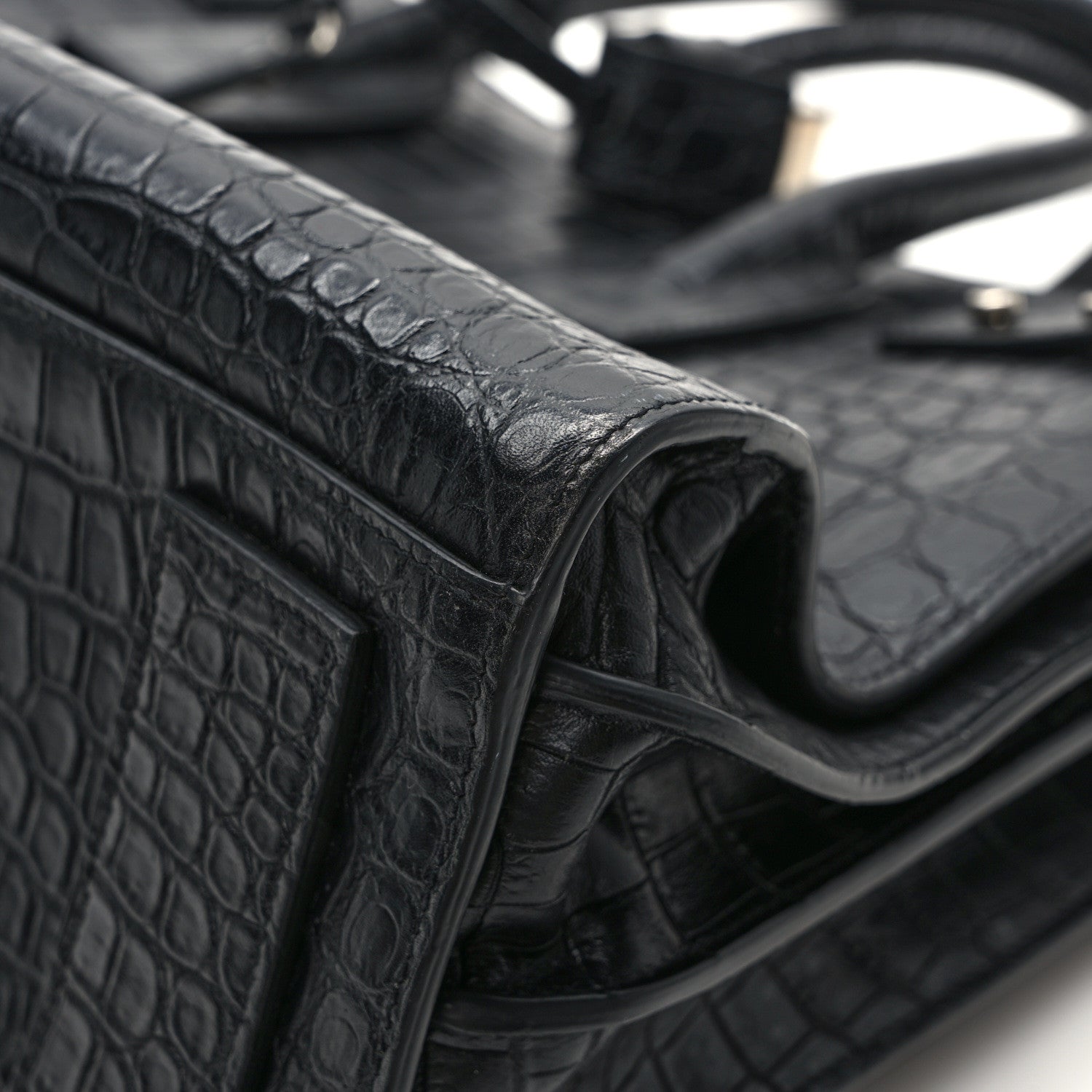 Saint Laurent Calfskin Crocodile Embossed Small Supple Sac de Jour Black 11 of 20