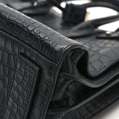 Saint Laurent Calfskin Crocodile Embossed Small Supple Sac de Jour Black 11 of 20