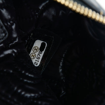 Chanel Lambskin Camellia Embossed Cosmetic Pouch Black Gold 7 of 7