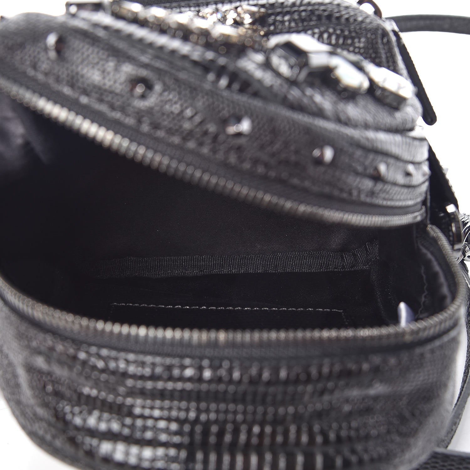 MCM Crocodile Swarovski Crystal Mini Bebe Boo Backpack Black 7 of 10