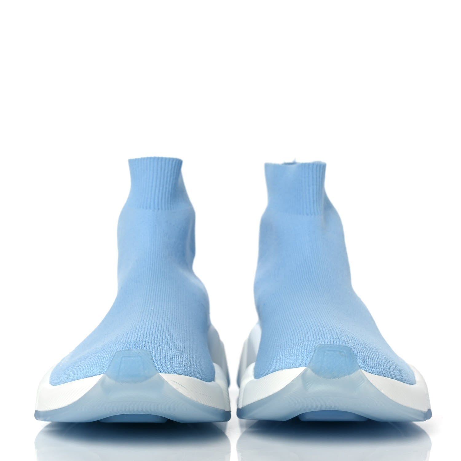 Balenciaga Technical 3D Recycled Knit Bi-Color Womens Speed 2.0 Transparent Sole Sneakers 37 Blue White Transparent Blue 2 of 8