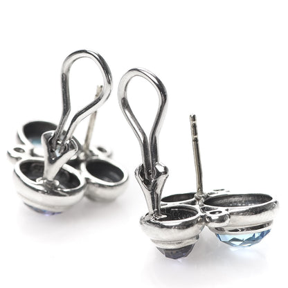 David Yurman Sterling Silver Diamond Blue Topaz Sapphire Iolite Mosaic Earrings 3 of 4