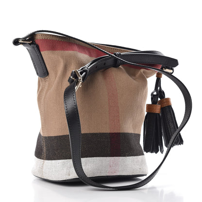 Burberry Canvas Mega Check Mini Ashby Tassel Crossbody Black 4 of 9