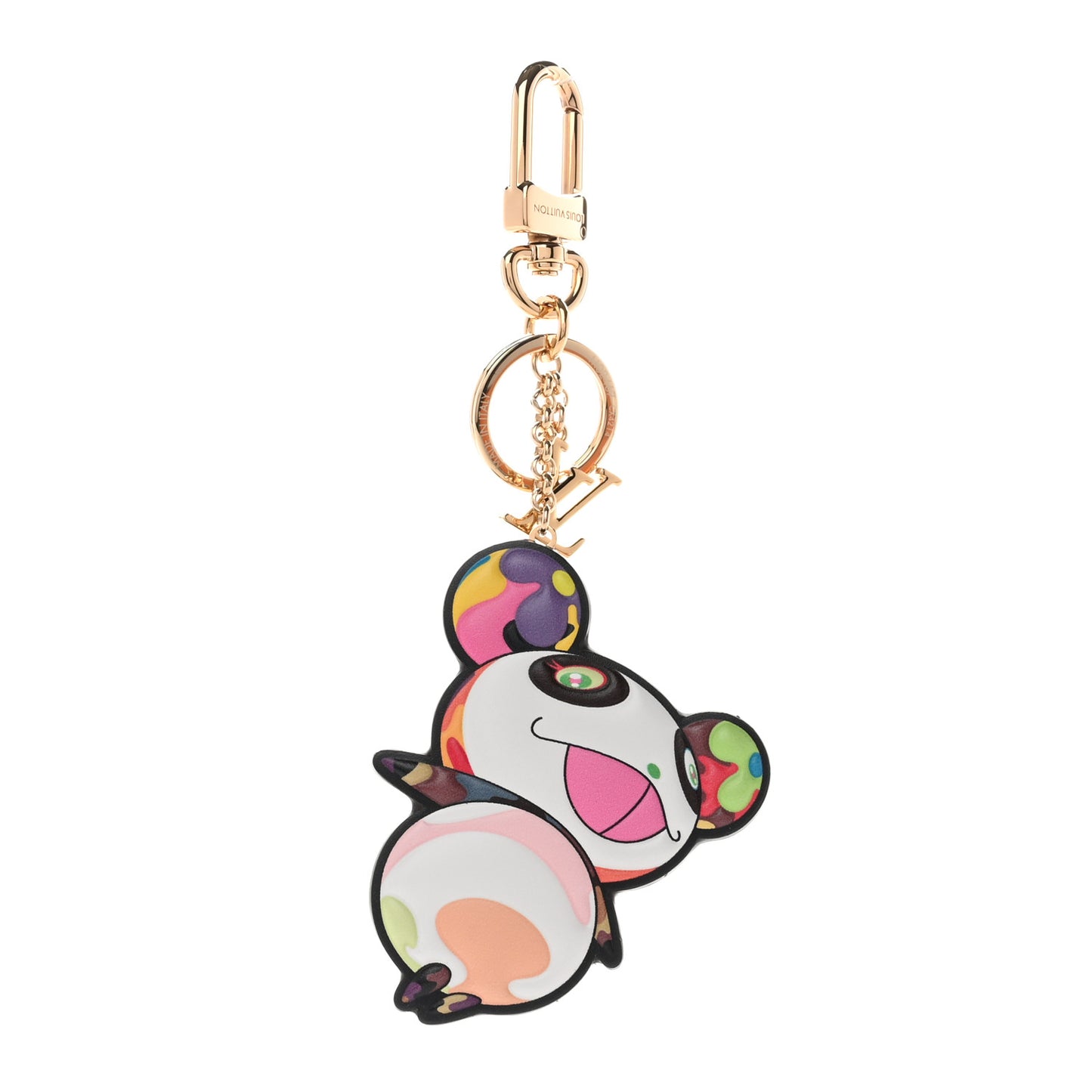 LV x TM Cowhide Monogram Superflat Panda Key Ring Bag Charm Multicolor
