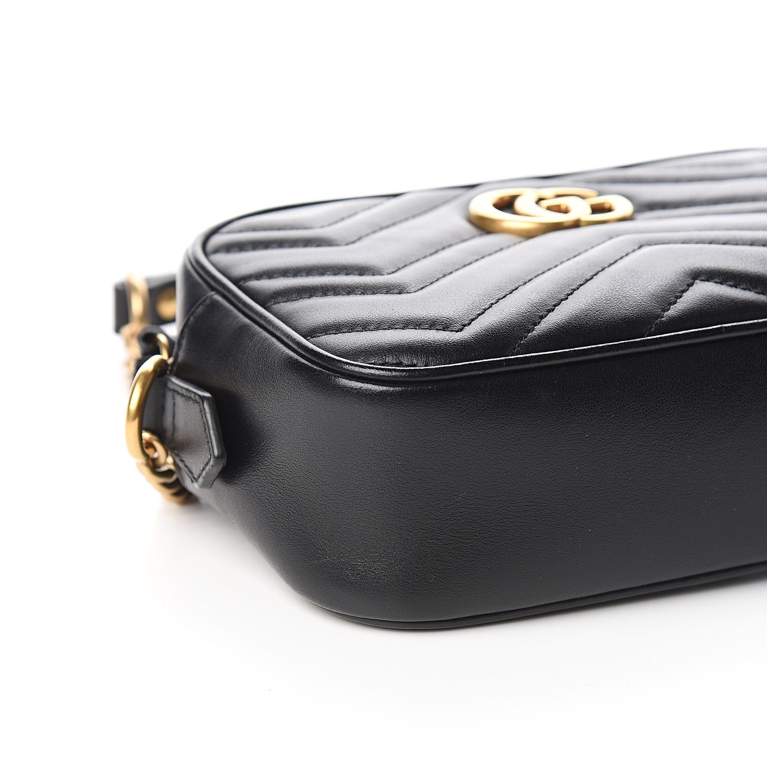 Gucci Calfskin Matelasse Mini GG Marmont Chain Shoulder Bag Black 7 of 10