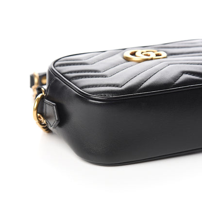 Gucci Calfskin Matelasse Mini GG Marmont Chain Shoulder Bag Black 7 of 10