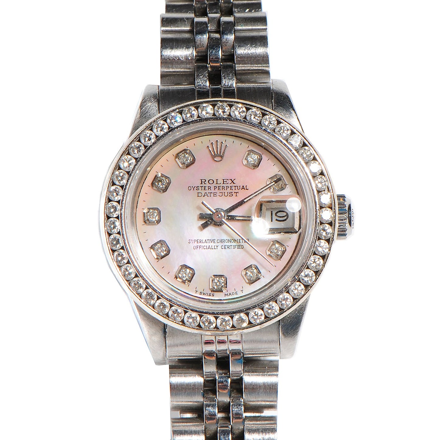 Stainless Steel Diamond Mother of Pearl 26mm Oyster Perpetual DateJust Watch
