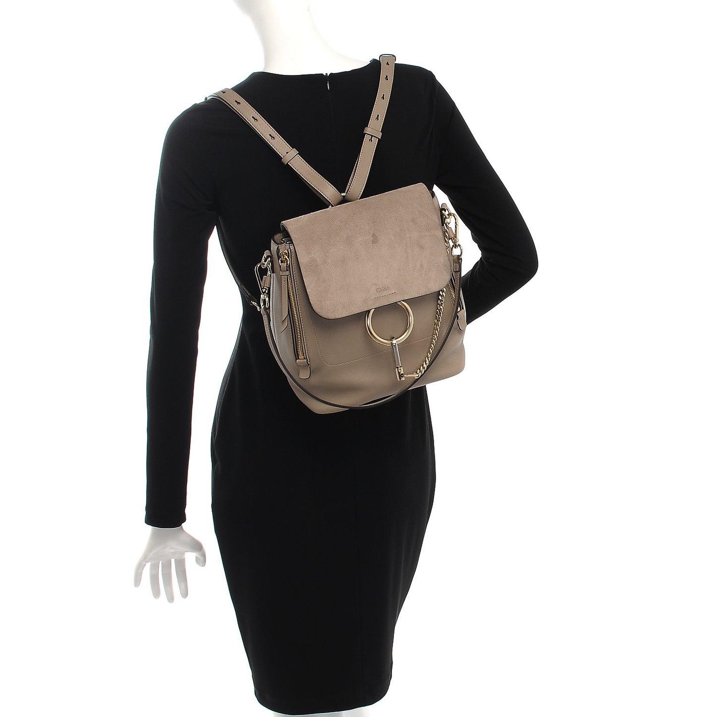 Suede Calfskin Medium Faye Backpack Motty Grey