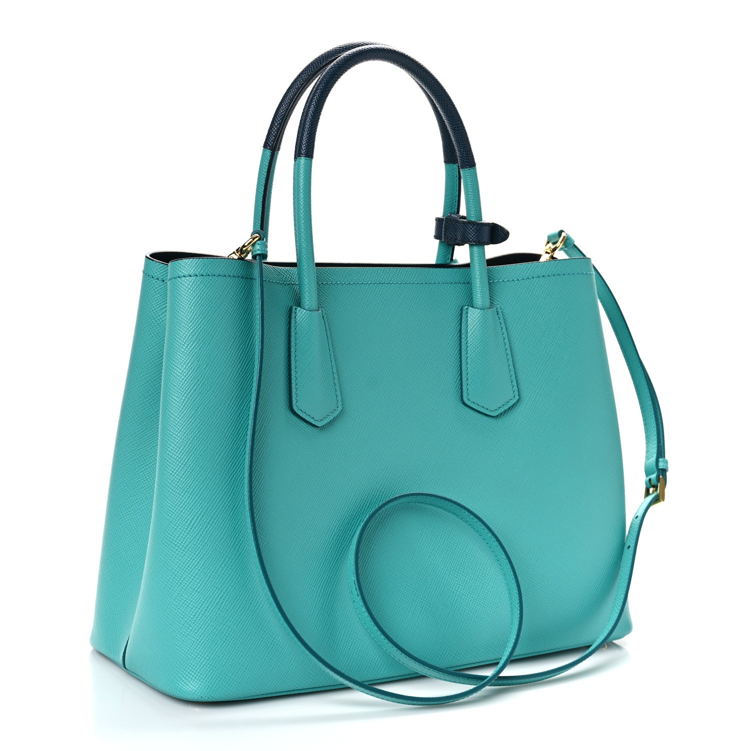 Prada Saffiano Cuir Medium Bi-Color Double Bag Giada Baltico 3 of 8