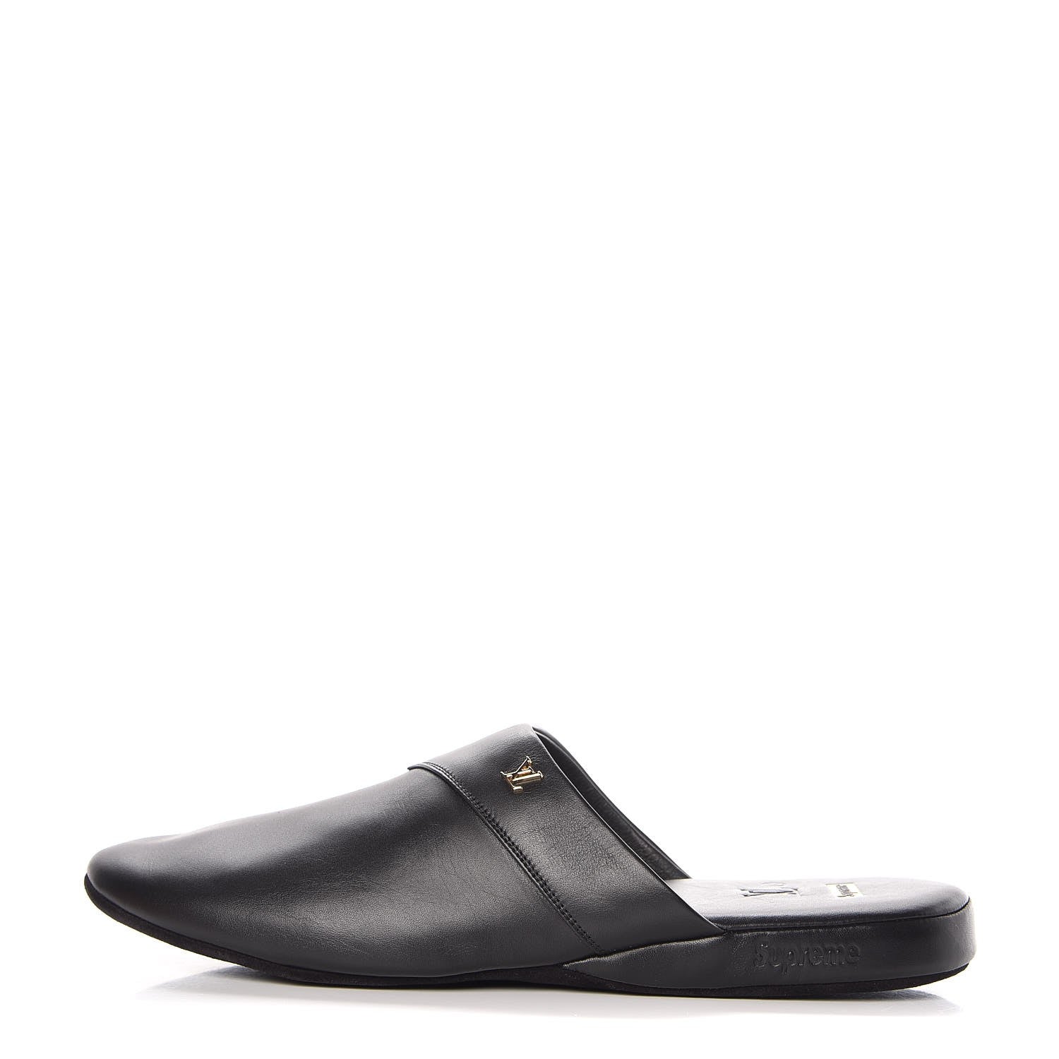 Louis Vuitton X SUPREME Lambskin Mens Hugh Slippers 7 Black 2 of 11