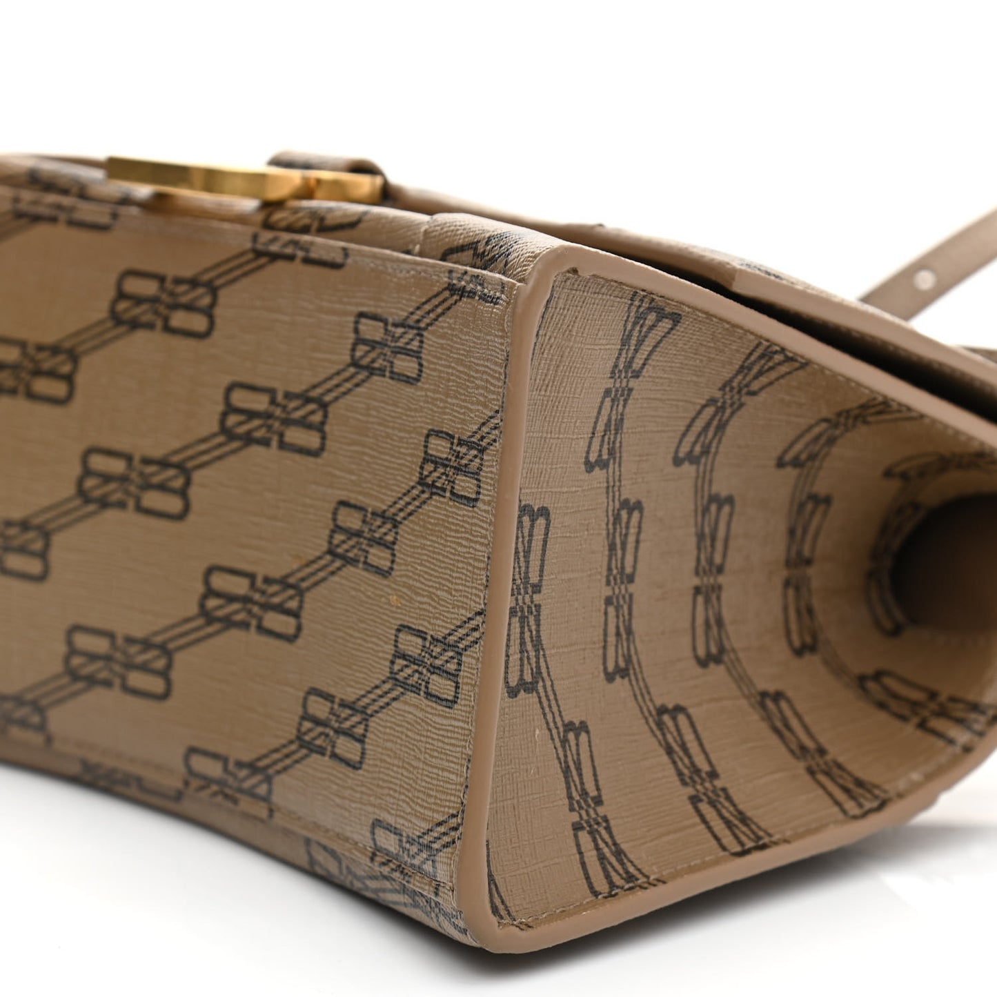 Coated Canvas BB Monogram Small Hourglass Top Handle Bag Beige Brown