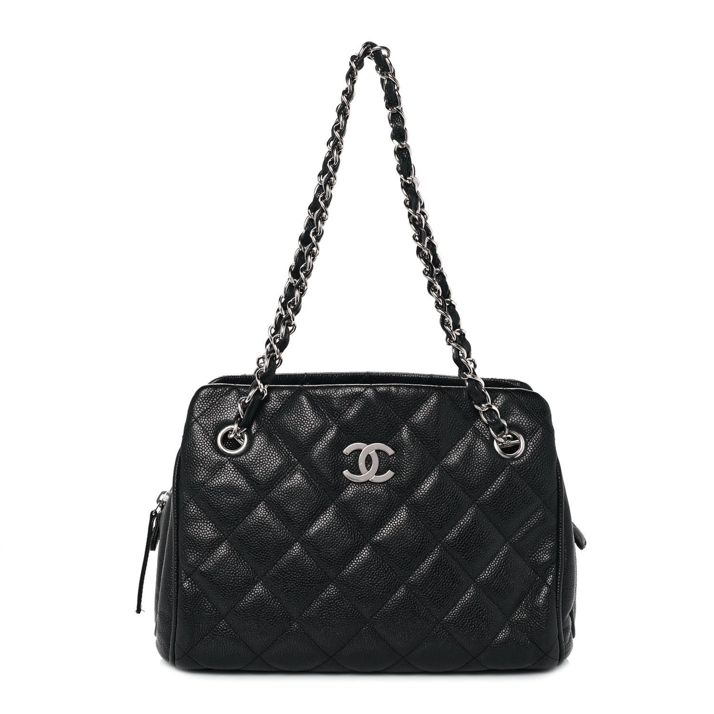 Caviar Quilted Tote Black