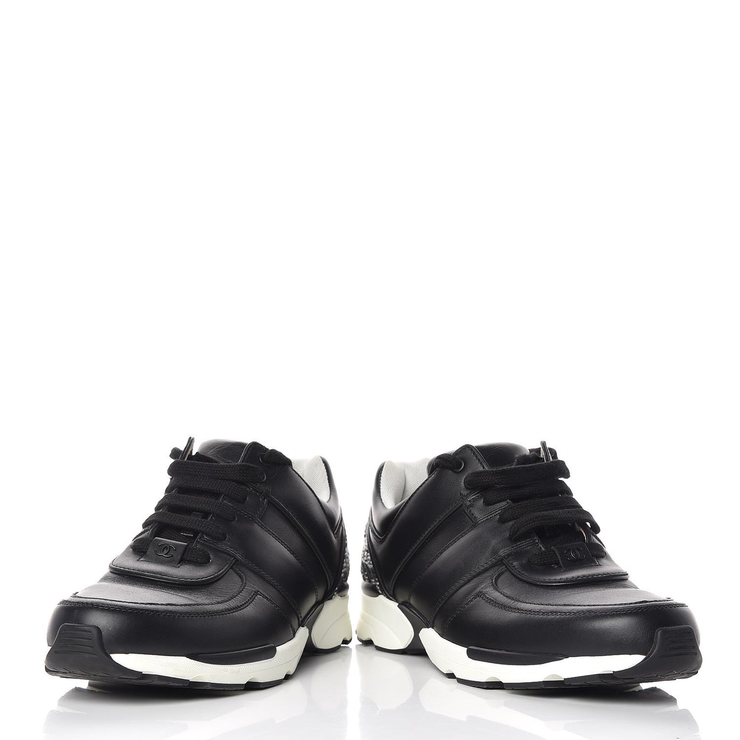 Calfskin Tweed Womens Sneakers 40 Black White