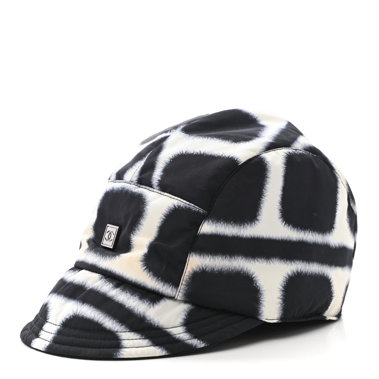 Fabric Printed Cap Hat Black White