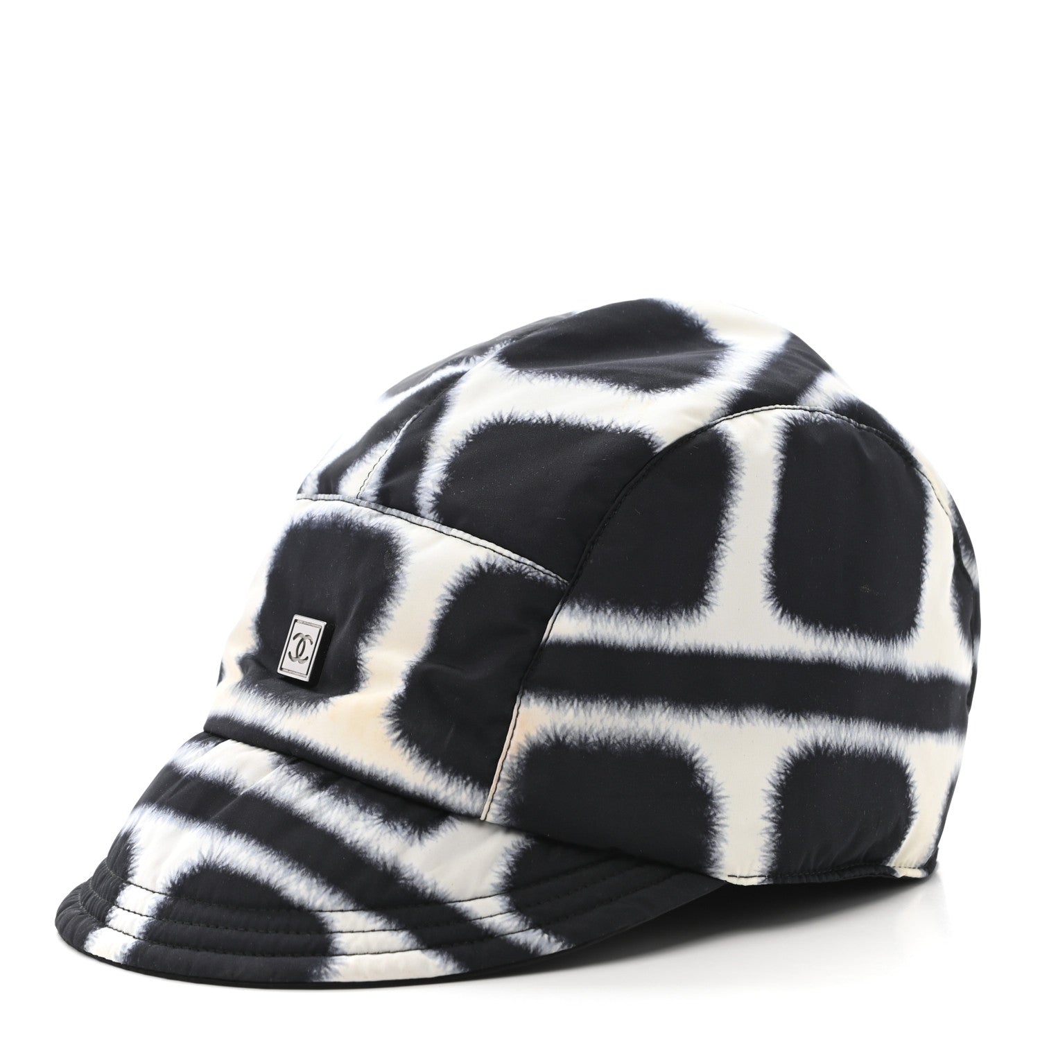 Chanel Fabric Printed Cap Hat Black White 1 of 8
