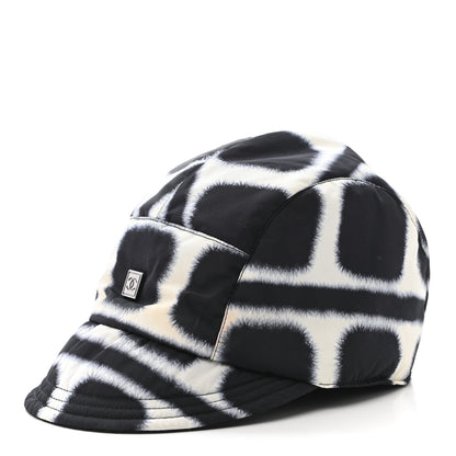 Chanel Fabric Printed Cap Hat Black White 1 of 8