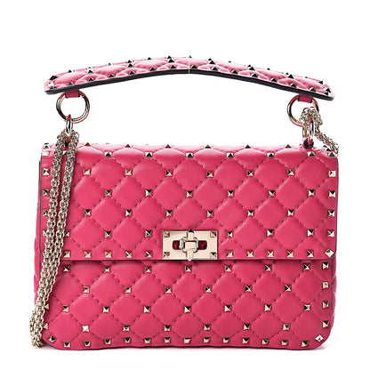 Valentino Garavani Nappa Medium Rockstud Spike Shoulder Bag Disco Pink 1 of 10