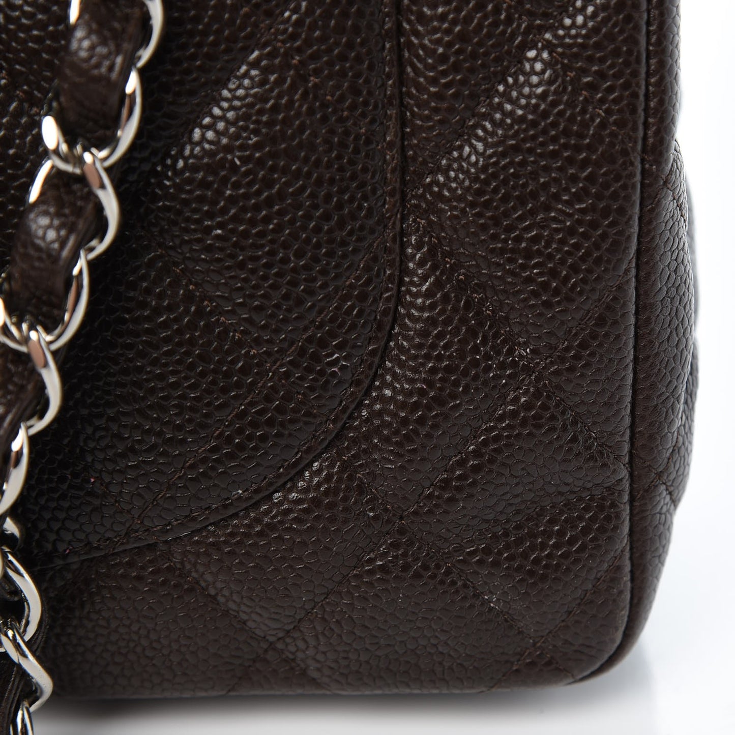 Caviar Quilted Jumbo Single Flap Dark Brown