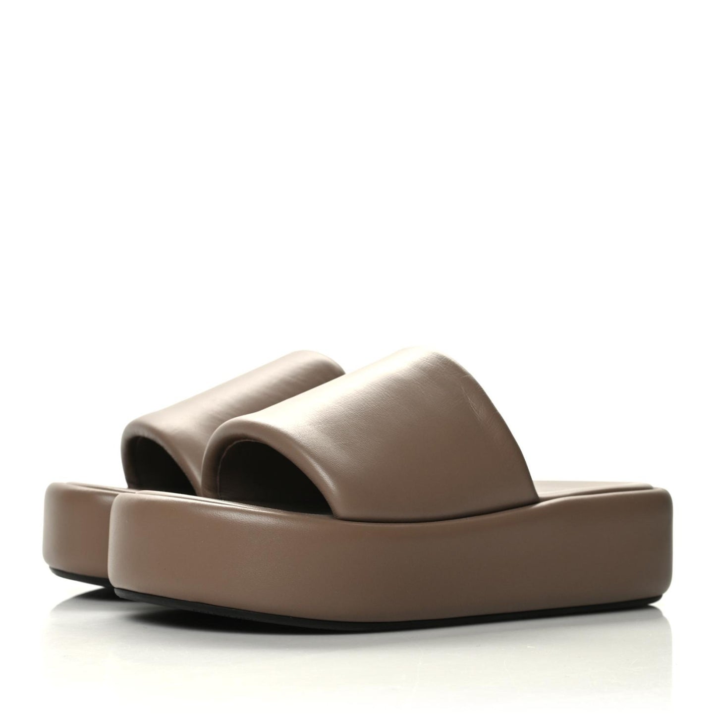 Smooth Nappa Logo Rise Platform Sandals 41 Beige White