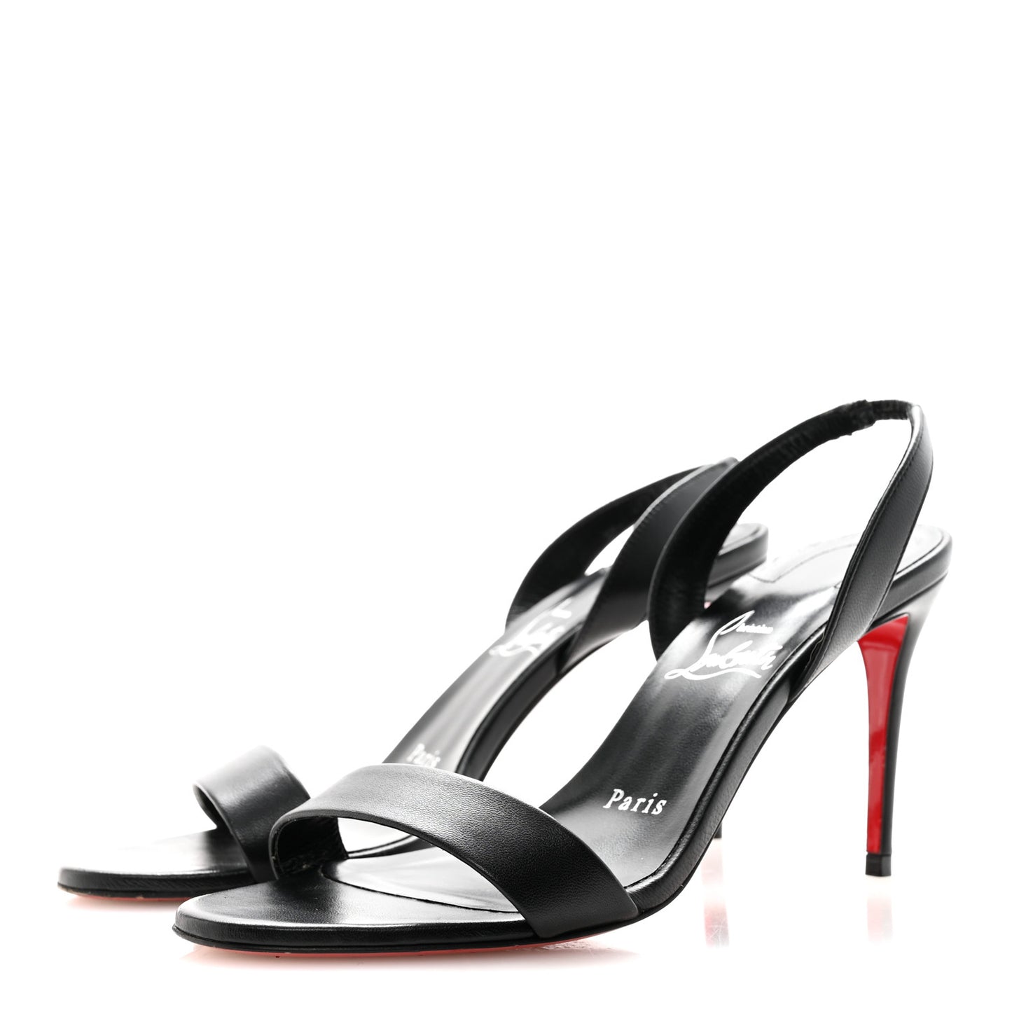 Calfskin O Marylin 85 Slingback Sandal Heels 36.5 Black
