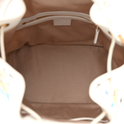 MCM Visetos Floral Print Small Drawstring Bucket Bag White 5 of 10