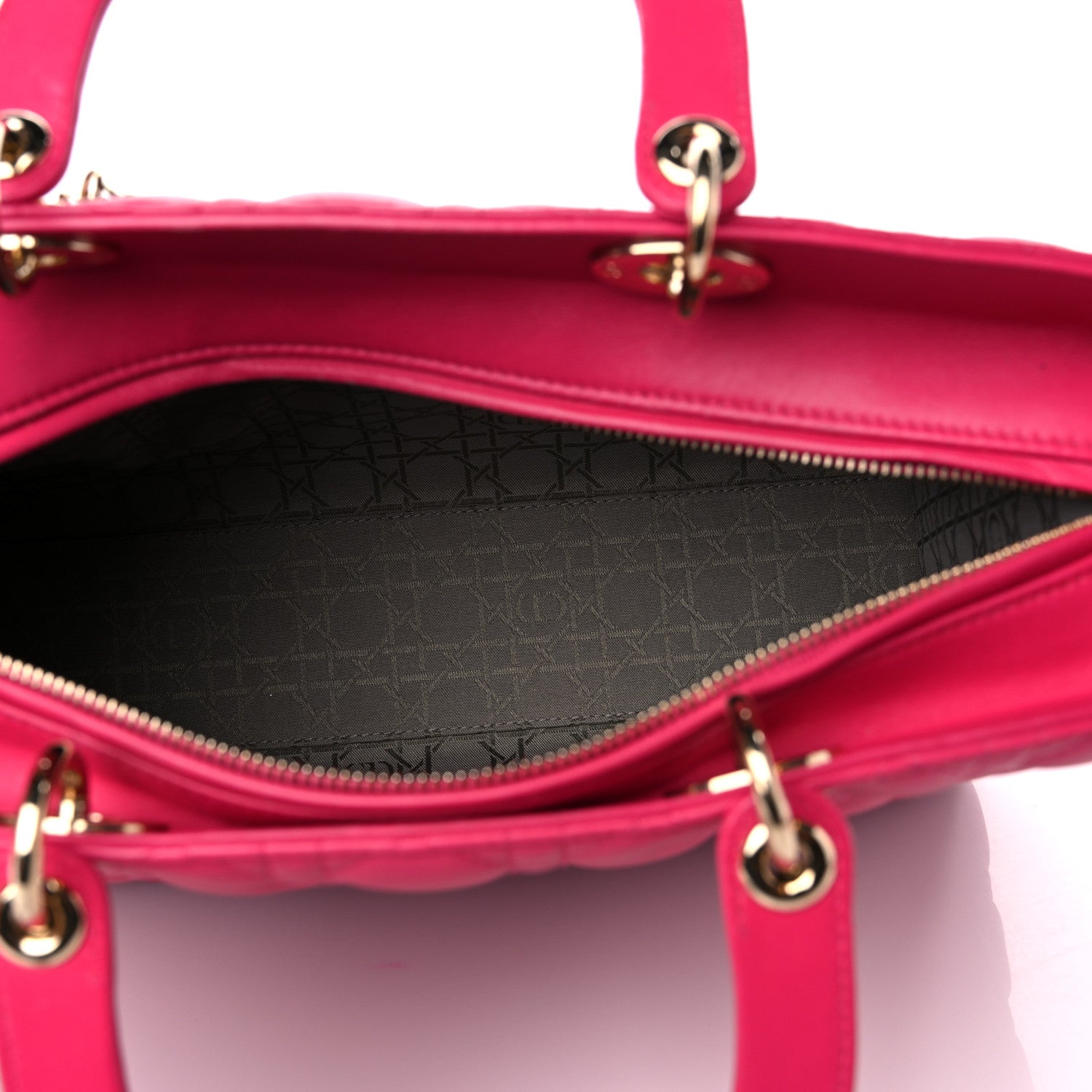 Christian Dior Lambskin Cannage Large Lady Dior Fuchsia 5 of 13