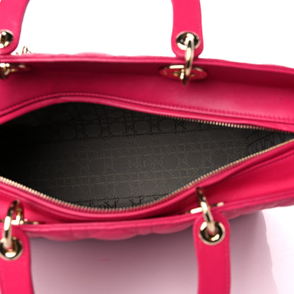 Christian Dior Lambskin Cannage Large Lady Dior Fuchsia 5 of 13