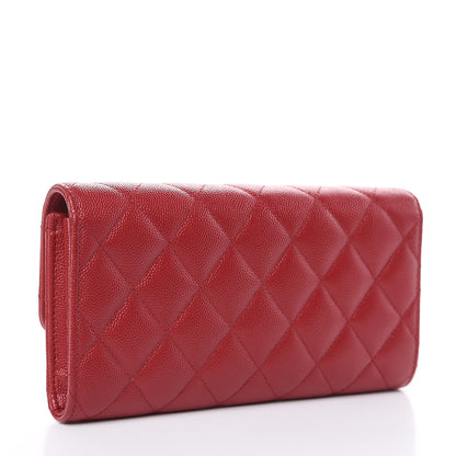 Chanel Caviar Quilted Large Gusset Flap Wallet Dark Red 3 of 11