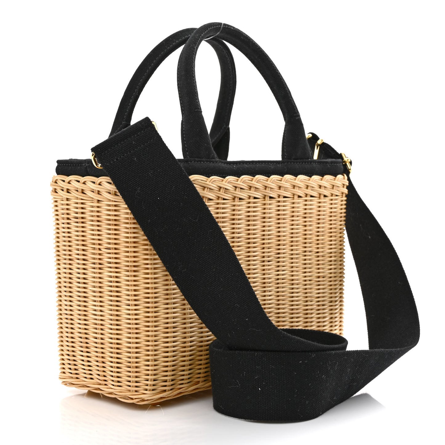 Wicker Canvas Tote Naturale Black