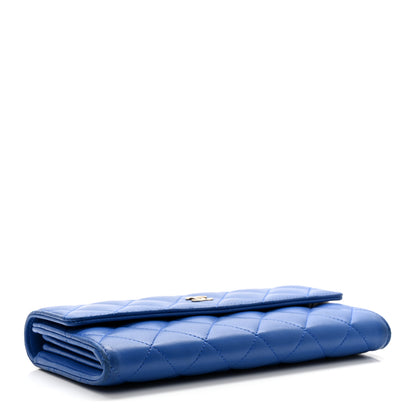 Chanel Lambskin Quilted Large Gusset Flap Wallet Blue 4 of 11