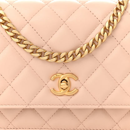 Chanel Lambskin Quilted CC Camellia Crush Wallet on Chain WOC Light Beige 8 of 10