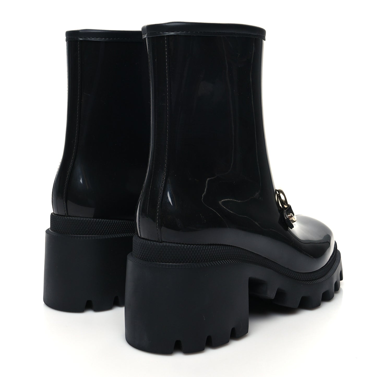 Rubber Womens Horsebit Ankle Boots 38 Black