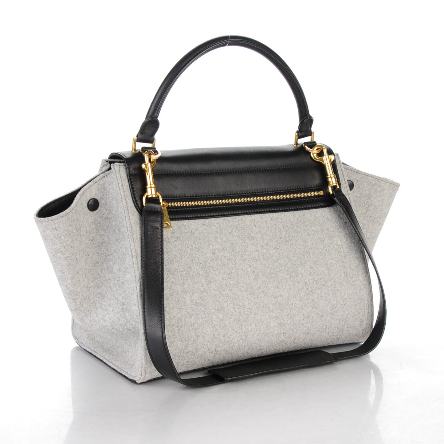 Felt Smooth Calfskin Medium Trapeze Pearl Grey