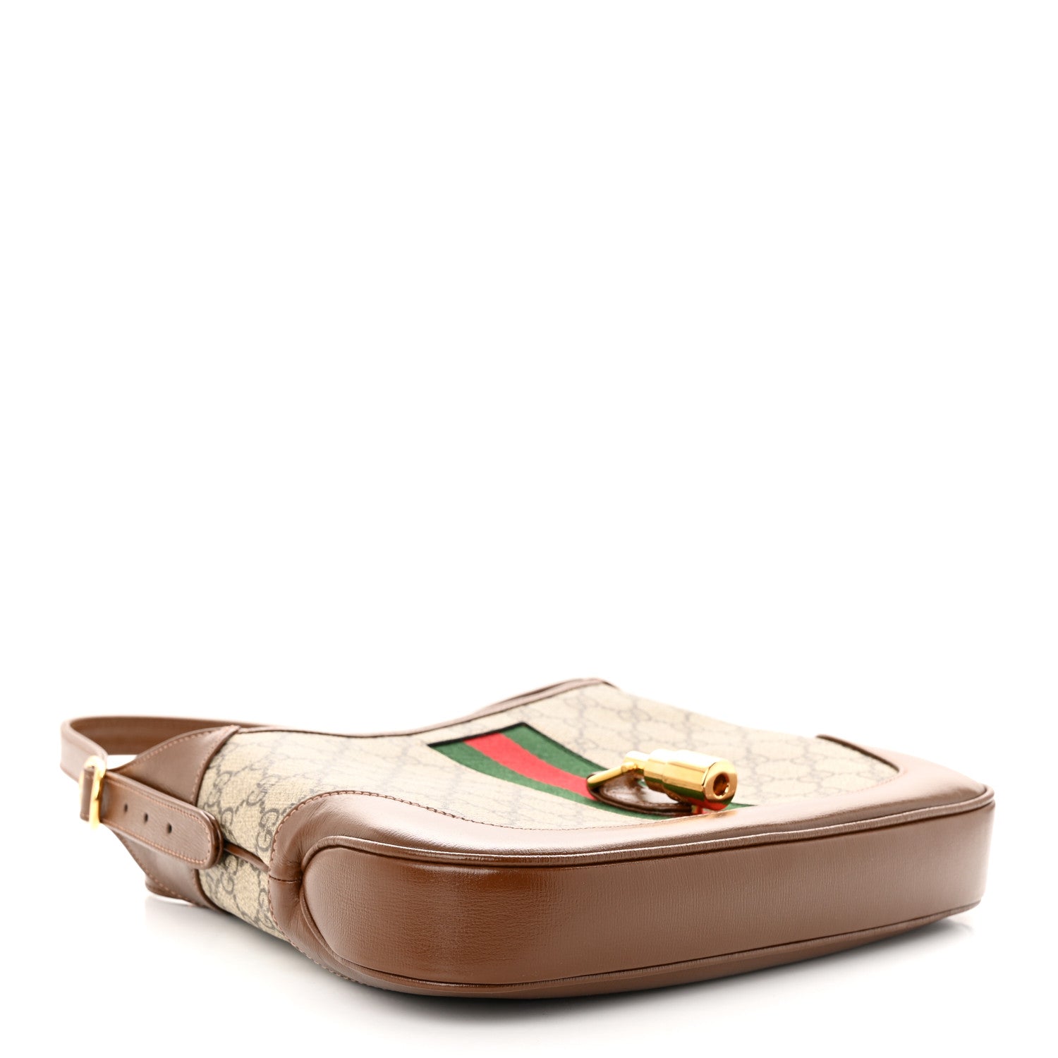 Gucci GG Supreme Monogram Azalea Calfskin Web Small Jackie 1961 Hobo Beige Ebony Brown Sugar 4 of 12