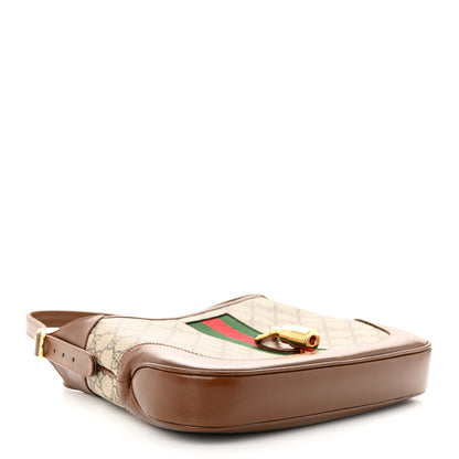 Gucci GG Supreme Monogram Azalea Calfskin Web Small Jackie 1961 Hobo Beige Ebony Brown Sugar 4 of 12