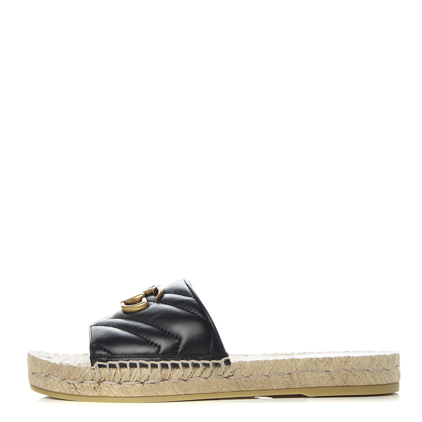 Nappa Matelasse GG Marmont Espadrille Slide Sandals 37.5 Black