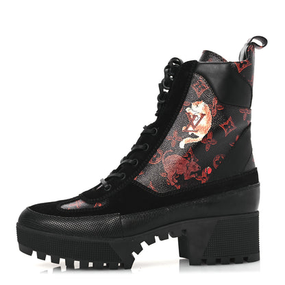 Louis Vuitton Suede Calfskin Catogram Laureate Platform Desert Boots 42 Black Marron 1 of 14