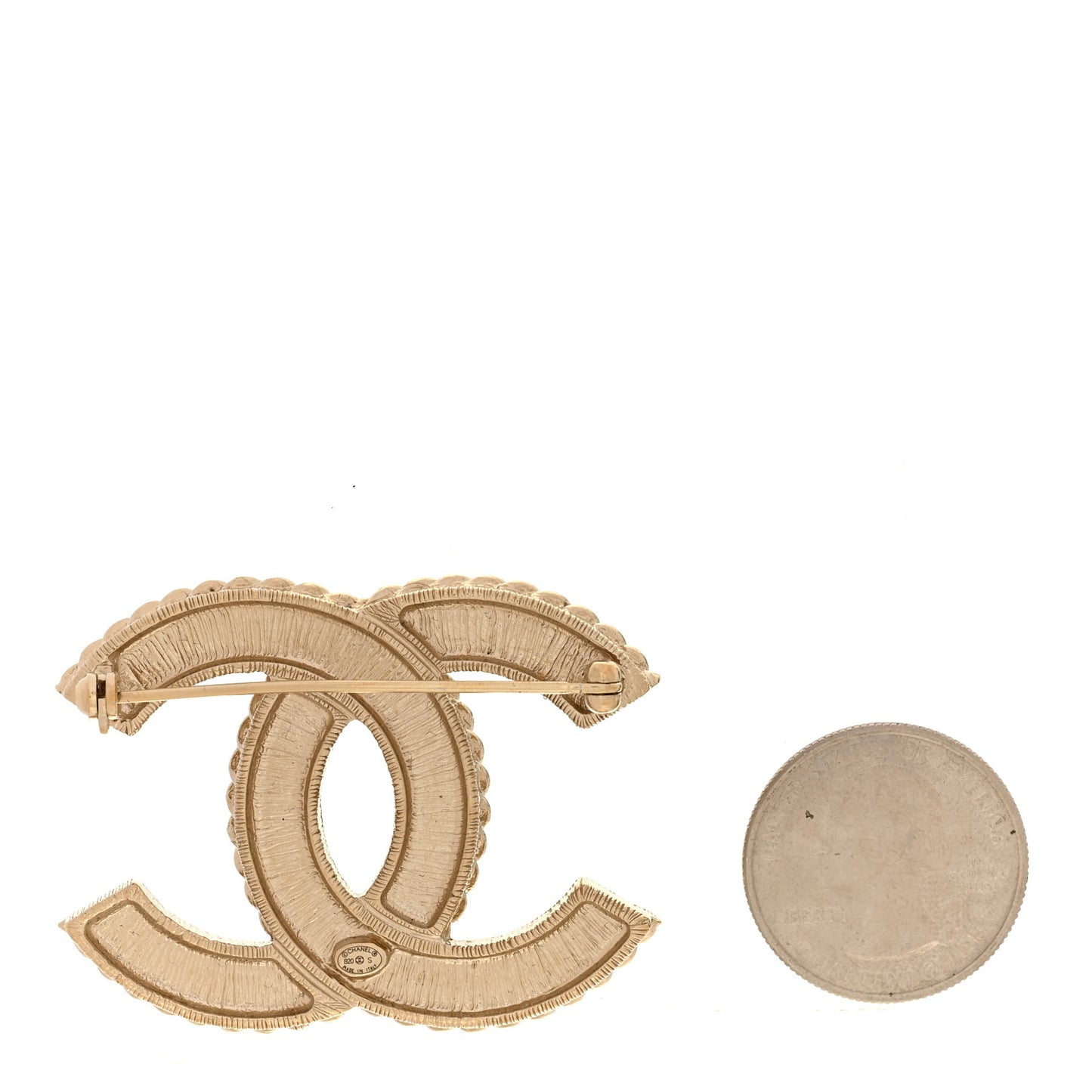 Pearl Crystal April In Paris CC Brooch Gold