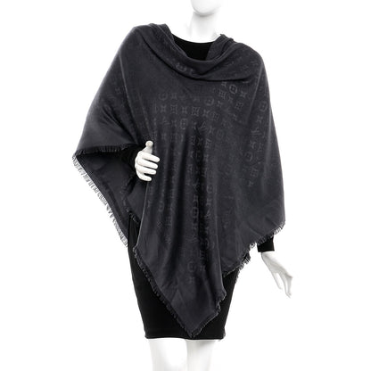 Louis Vuitton Wool Silk Monogram Shawl Anthracite 2 of 5